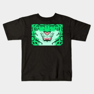 Mint Snow Leopard Face Kids T-Shirt